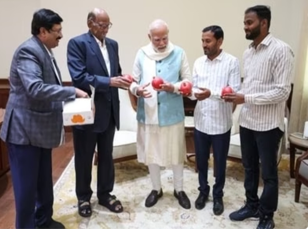 पीएम मोदी के लिए महाराष्ट्र से खास तोहफा लेकर आए शरद पवार, दो किसान भी थे साथ